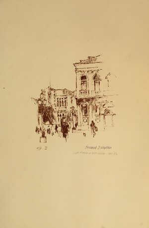 Bernard Dunstan RA,
		British 1920-2017-
		 
		Street scene;
		 
		lithograph, signed and inscribed AP II in pencil and dated 92, Curwen Chilford blinds