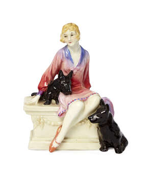 
	
		Royal Doulton, 'Scotties' HN1281, a porcelain figure designed by Leslie Harradine
		Date...