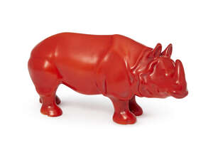 
	
		Royal Doulton, a ceramic model of a rhinoceros
		20th Century, printed underglaze circle...
