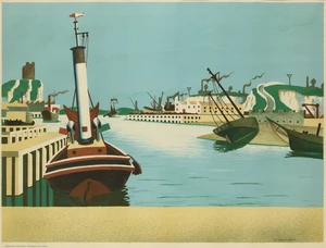 Edward Wadsworth ARA,&nbsp;British 1889-1949,&nbsp;Imaginary Harbour, 1938;&nbsp;autolithograph in colours on...