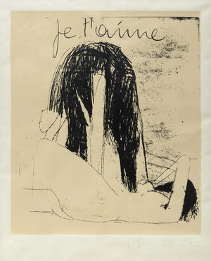 Karl Weschke,&nbsp;German 1925-2005,&nbsp;Je t'aime, 1971;&nbsp;monochrome lithograph on paper,&nbsp;dedicated by the...