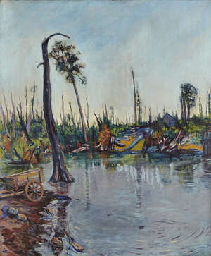 Alvaro Guevara NEAC, Chilean 1894-1951-
 
The Flooded Camp, c.1923;
 
oil on canvas, 89 x 73.5cm 
 
