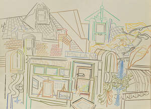 
	
		Walter Nessler, 
		German/British 1912-2001- 
		 
		Mill Lane, 1984; 
		 
		crayon on...