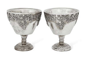 
	
		A pair of Greek silver wine cups by Ilias Lalaounis, bases stamped Greece 925, each wide...