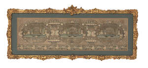 
	
		RTO An Ottoman gilt metal thread embroidery panel, Turkey, late 18th/early 19th century,...