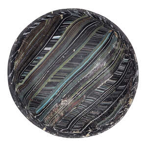 
	
		A Roman banded glass bowl, circa 1st century BC - early 1st century AD, formed of blue,...