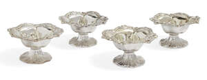 
	
		A set of four early Victorian silver salts, Sheffield, c.1852, Henry Wilkinson & Co., 