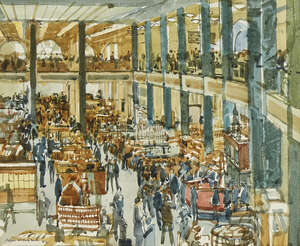 
	
		Ken Howard OBE RA,
		British b.1932- 
		 
		Lloyds Building Interior, 1982; 
		 
		