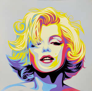 
	
		Rourke Van Dal, 
		British b. 1969- 
		 
		Monroe, 2017; 
		 
		stencil and spray paint...