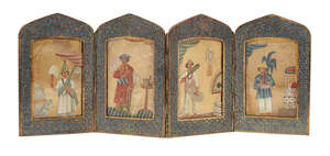
	
		A framed set of  four mica paintings, Murshidabad, India, 19th century, opaque pigments...