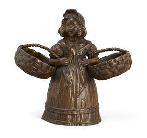 
	
		A Franz Bergman style Bronze maiden, 20th century
		Dutch girl carrying two baskets
		