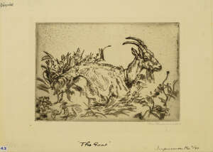 
	
		Leon Underwood, 
		British 1890-1975- 
		 
		The Goat, 1972;
		 
		etching, signed and...