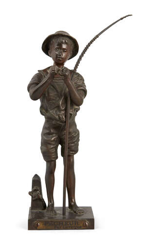 
	
		Adolphe Lavergne, 1863-1928 
		Pecheur 
		Bronze, cast under base 1012 Charmeur Pecheur...