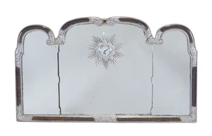 A silver-gilt painted triple plate mirror, second half 20th century, with integrated&nbsp;central...