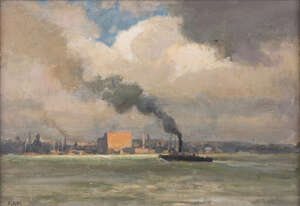 
	
		Leonard Campbell Taylor RA, 
		British 1874-1969 - 
		 
		Liverpool from Birkenhead;...