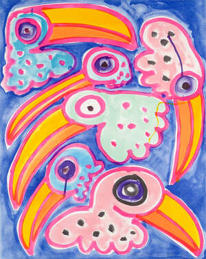 
	
		Katherine Bernhardt, 
		American b.1975- 
		 
		Toco Toucan Toucano, 2020; 
		 
		