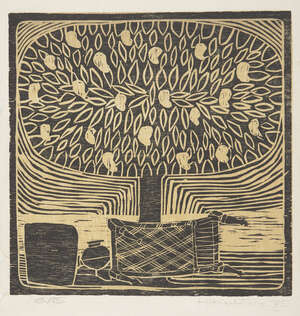 
	
		Harjit Singh KULAR (Indian), Panja, 1990, signed print from woodcut, 1/50, 42 x 29.5 cm....