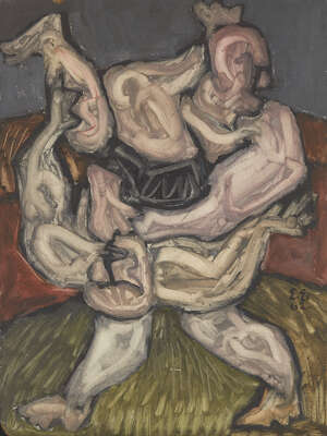 
	
		Ernst Eisenmayer, 
		Austrian/British 19202018 - 
		 
		Wrestlers, 1962; 
		 
		oil on...