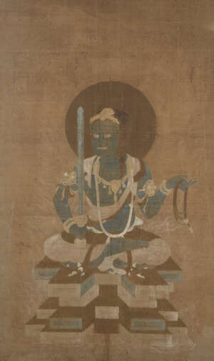 
	
		A Japanese painting of buddhist figure Acala, Edo period, ink and colour on silk, Acala...