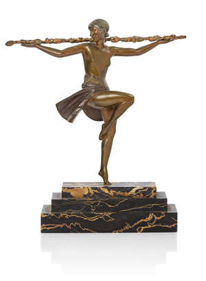 
	
		Pierre Le Faguays (French 1892-1962), Dancer with Thyrsus, an Art Deco patinated,...