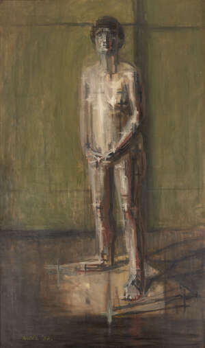 
	
		Basil Nubel ARCA, 
		British 1923-1981-
		 
		Standing Nude;
		 
		oil on canvas,...