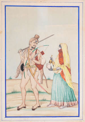 
	
		Bishan Singh (1836 - 1900) attributed, Sadhu and female companion, North India, circa...