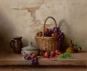 
	
		Robert Chailloux, 
		French 1913-2006 - 
		Still life with strawberries and grapes;...