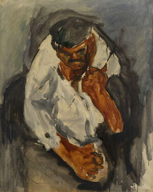 Angelo Iarusso, Italian 1923-1990-
Portraits of working men;
oils on canvas, two, one signed and...