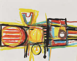 
	
		Henry Cliffe, 
		British 1919-1993 - 
		 
		Abstract composition with red and yellow;...