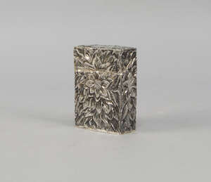 
	
		A silver cigarette case, London c.1979, maker RLLJ, with hinged cover, deeply chased with...