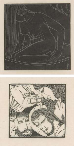 
	
		Eric Gill ARA,
		British 1882-1940-
		 
		Girl in Bath II, 1923 and Mary Magdalen,...