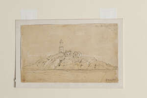 
	
		Edward Duncan RWS, 
		British 1803-1882- 
		 
		The Mumbles Lighthouse; Fishing Boats...