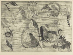 
	
		Jiri Anderle, 
		Czechoslovakian b.1936- 
		 
		Komedie no 1., 1967;
		 
		drypoint...