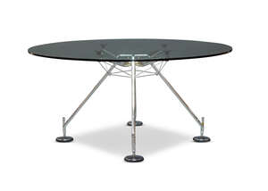 
	
		Sir Norman Foster (b.1935), a 'Nomos' table for Tecno, c.1990, with circular glass top,...