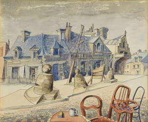 
	
		Walter Nessler, 
		German/British 1912-2001- 
		 
		Balleroy, 1944; 
		 
		watercolour...