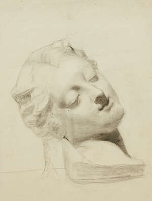 
	
		Laurence Stephen Lowry RA RBA,
		British 1887-1976-
		 
		Female Bust;
		 
		
