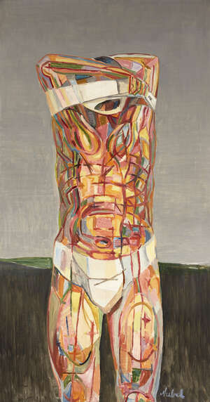 
	
		Basil Nubel ARCA, 
		British 1923-1981-
		 
		Male nude undressing;
		 
		oil on...