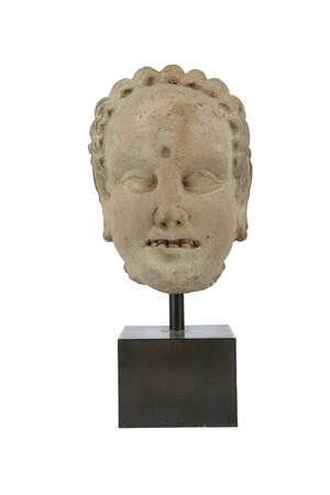 
	
		A Greek style terracotta of Buddhist Donor, Gandhara, 3th-4th century, the mouth depicted...