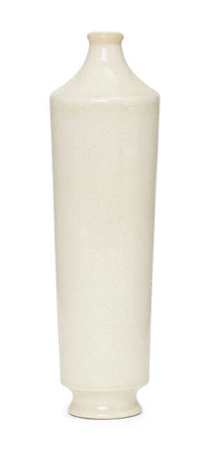 
	
		A Chinese Dehua cylindrical vase, late Qing dynasty, with narrow mouth above tapering...
