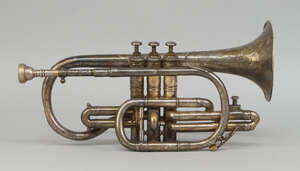 
	
		A Besson and Co. Class A silver plated trumpet, 20th century, with makers stamps for...