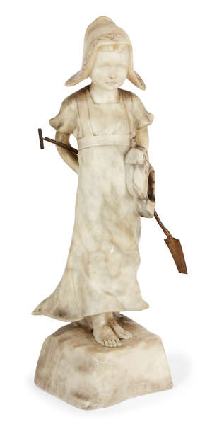 
	
		John Pilar German (1870-1930) 
		marble figure of a Dutch girl, carrying clogs and a...