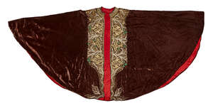 
	
		A gilt-metal thread embroidered purple velvet man's cloak Ethiopia, early 20th century,...