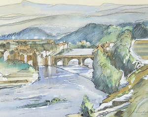 
	
		Samuel John Lamorna Birch RA RWS, 
		British 1869-1955- 
		The Teme & Ludlow Bridge;...