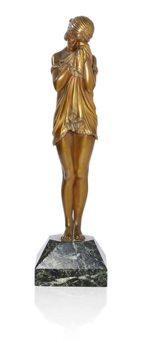 Demetre H. Chiparus (Romanian/French 1886-1947), The little sad one a patinated and gilt bronze...