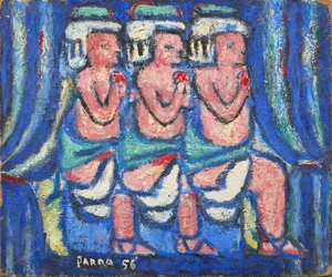 Gin&eacute;s Parra,&nbsp;Spanish 1896-1960 -&nbsp;Danseuses de Cabaret, 1956;&nbsp;oil on board, signed and dated lower...