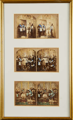 
	
		A Masonic Commemorative Chart,  designed with extensive masonic symbols, inscribed to...