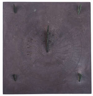 
	
		A Victorian polyhedral slate sundial, by Richard Melvin, dated 1856, the bronze gnomon...