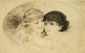
	
		Anders Leonard Zorn, 
		Swedish 1860-1920- 
		 
		'Systrarna', 1882; 
		 
		etching,...