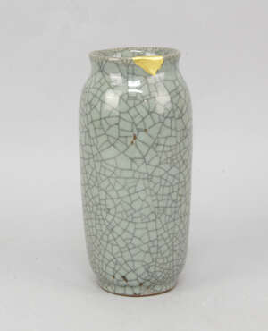 
	
		A Chinese crackleware celadon jar, late19th/ early 20th century, with gold kintsugi...