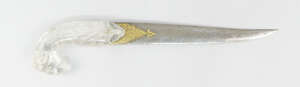 
	
		A Mughal style dagger, in the 18th century style, the clear glass handle with a rams head...